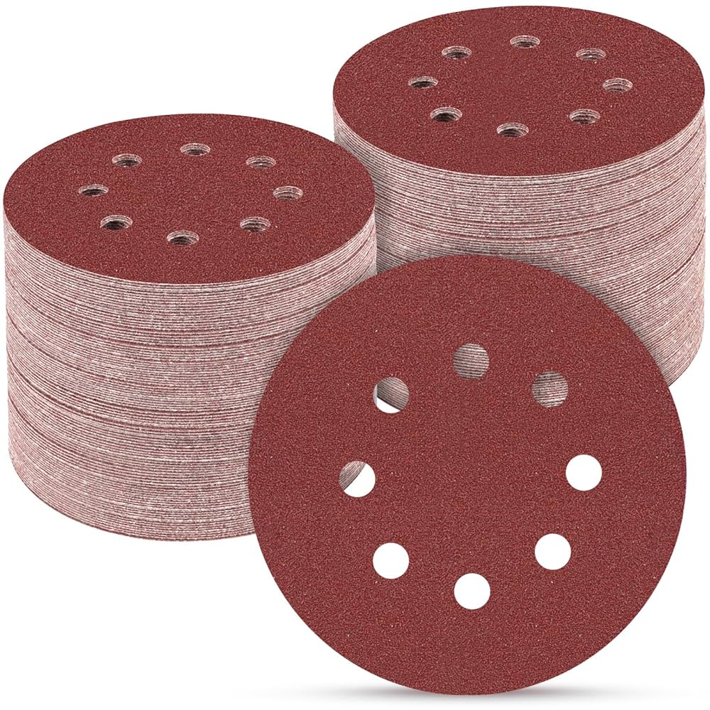 POTUINOM 165 PCS 5 Inch Sanding Discs,Round Hook and Loop